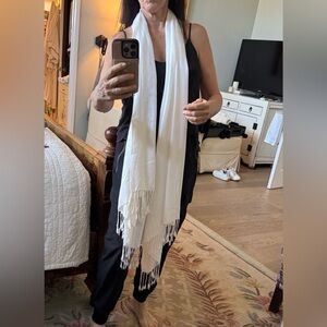 Cream Fringe Scarf/ Pashmina/ Shawl